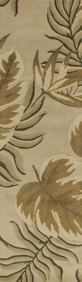 HomeRoots 2' x 8' Sand Leaves Wool Runner Rug