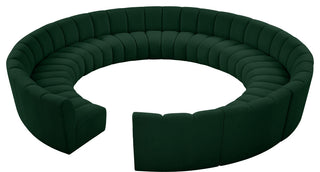 Infinity Black Boucle Fabric Upholstered Arc Shaped Modular Sectional, Green, 12-Piece, Arc-Shaped