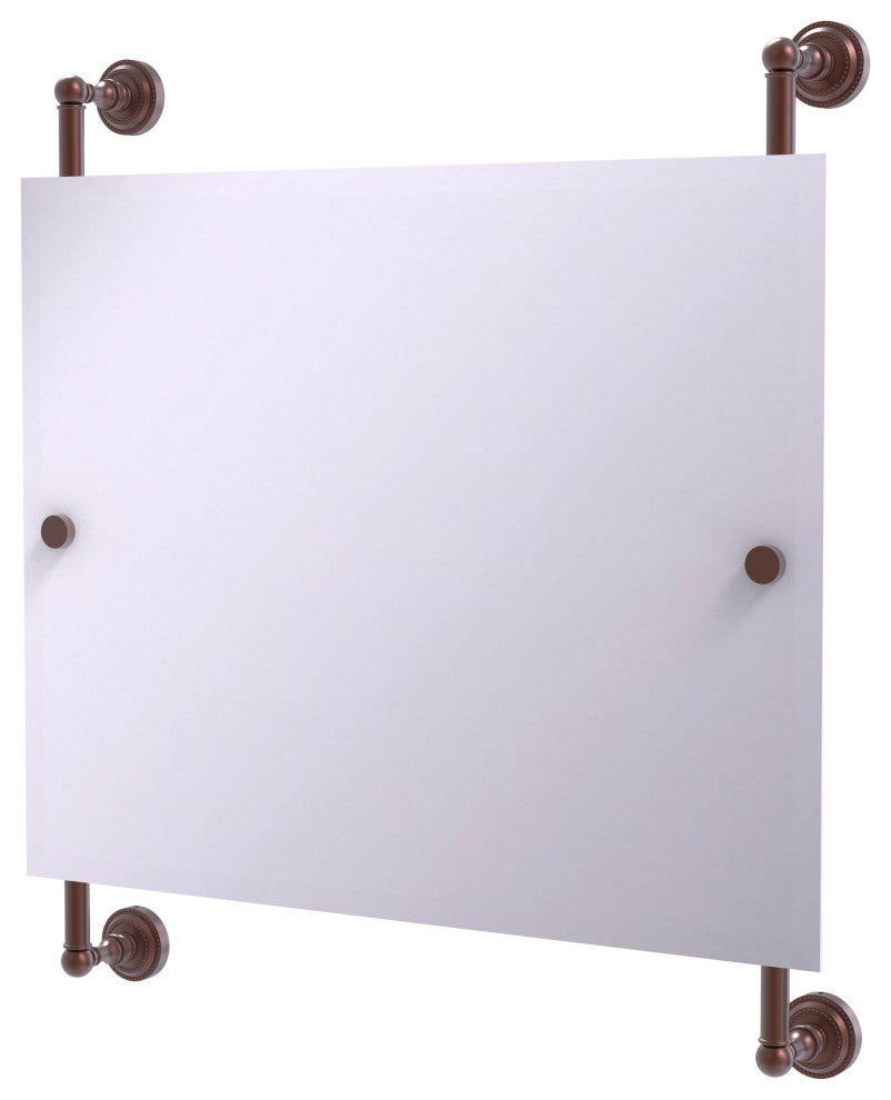 Dottingham Landscape Frameless Rail Mounted Mirror, Antique Copper