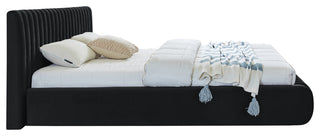 Nico Black Velvet Upholstered Bed, Black, Full
