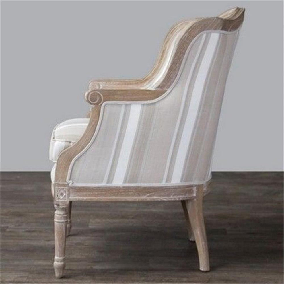 Baxton Studio Charlemagne Accent Chair in Brown and Beige