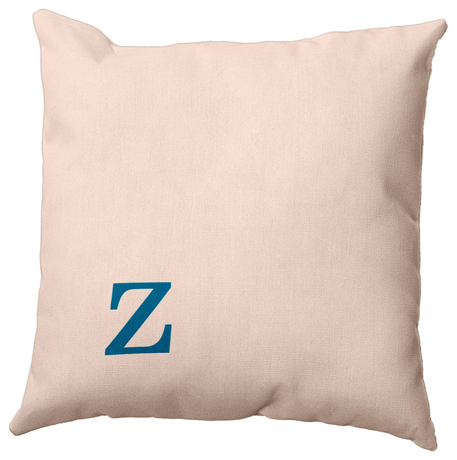 20"x20" Modern Monogram Decorative Throw Pillow, Autumn Blue