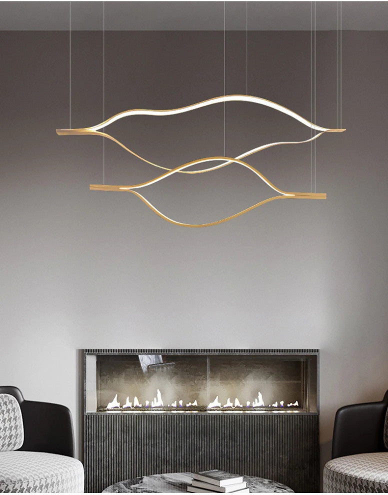 Kussnacht | Creative Gold Wave Chandelier for Dining Room, 55"