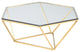 Louisa Coffee Table in Brushed Gold Stainless Steel and Glass Hexagon
