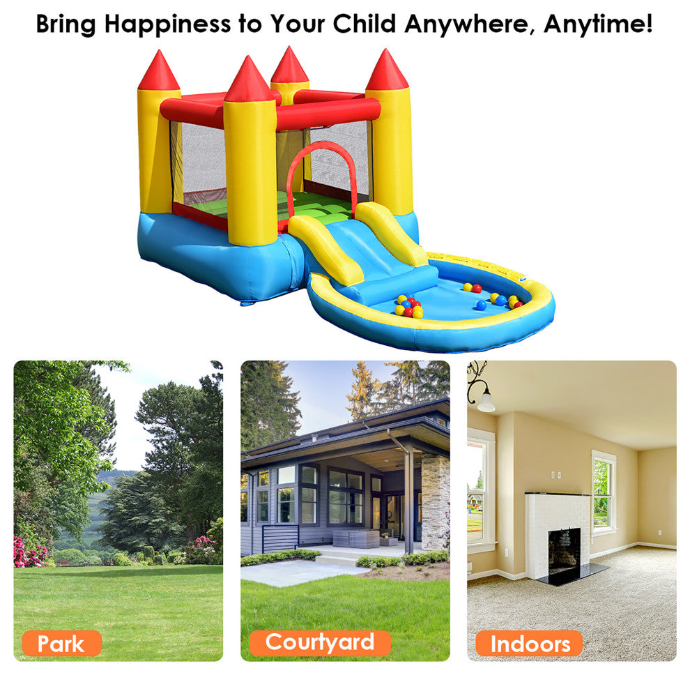 Costway Inflatable Kids Slide Jumping Castle Bouncer W/ balls Pool & Bag