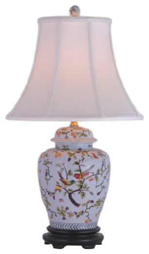 Perching Birds Porcelain Table Lamp