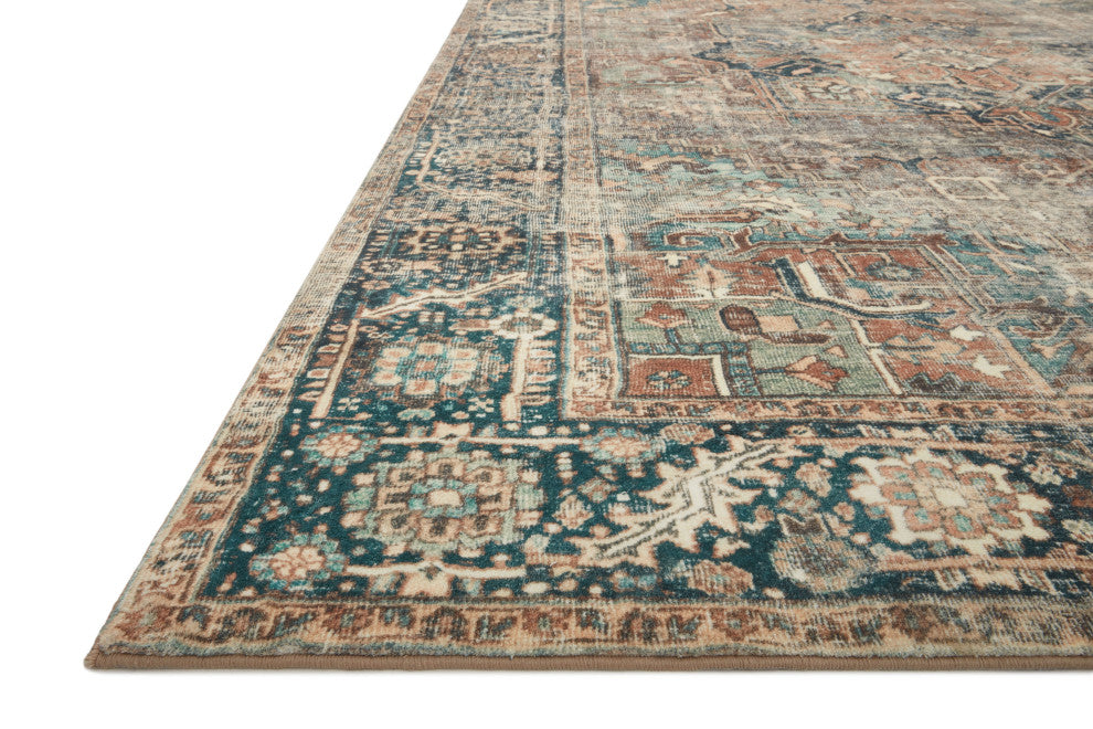 Margot Oriental Terracotta/Lagoon Area Rug, 7'6"x9'6"