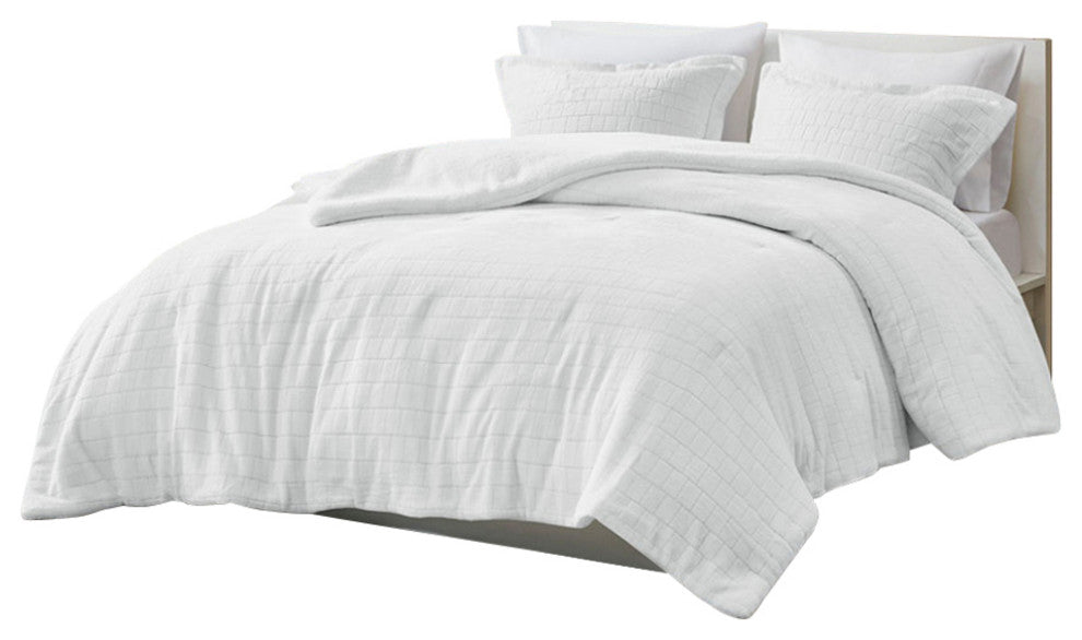 True North by Sleep Philosophy Laurie Tegula Plush Sherpa Comforter Set, Grey, W