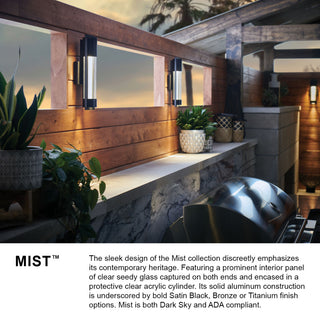 Hinkley 22" Mist Medium Outdoor Wall Mount Lantern Light, Satin Black