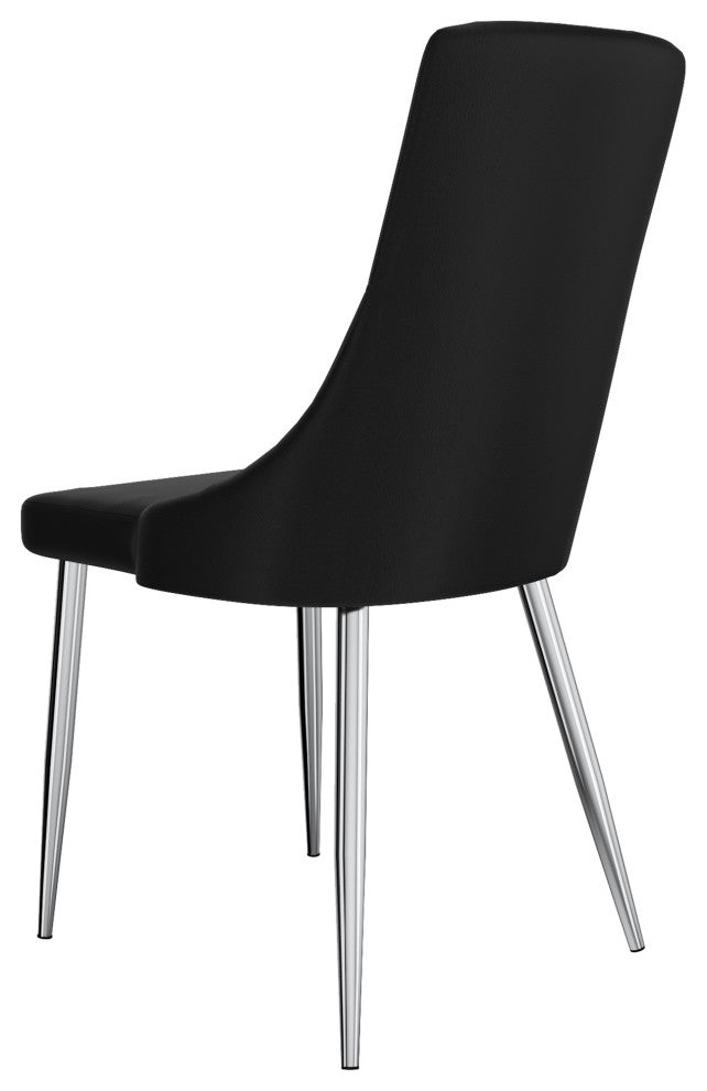 Faux Leather Dining Chair, Set of 2, Black