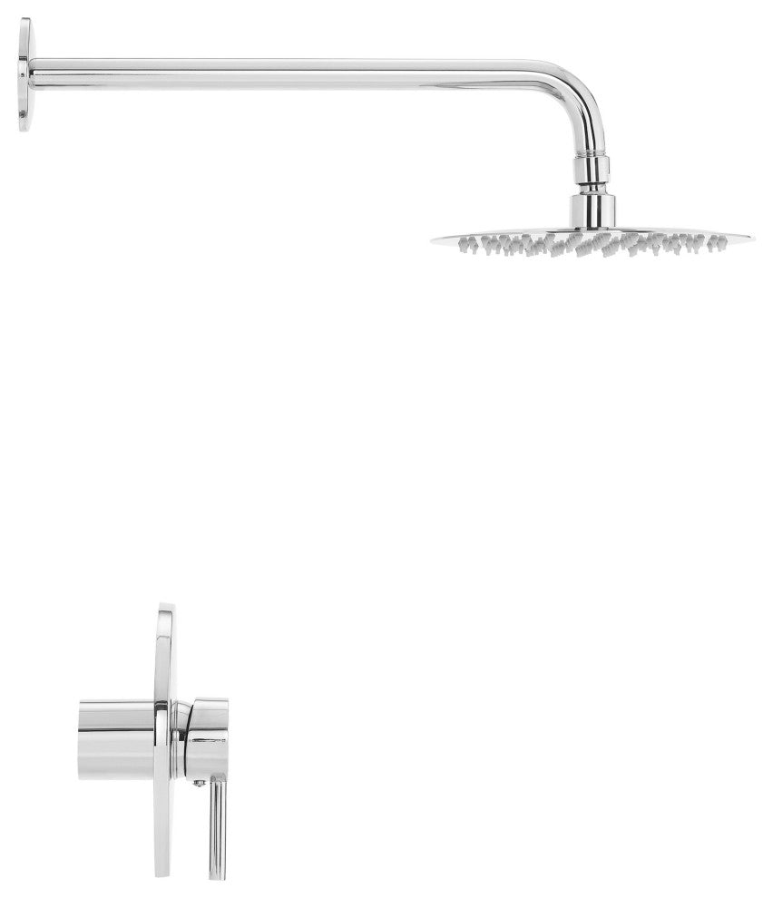 Ivy Single Handle 1 Spray 8" Wall Mounted Fixed Shower Head, Chrome