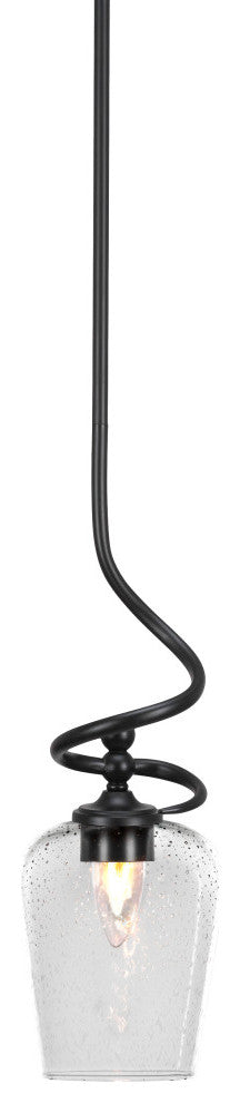 Capri 1-Light Mini Pendant with Hang Straight Swivel, Matte Black/Clear Bubble