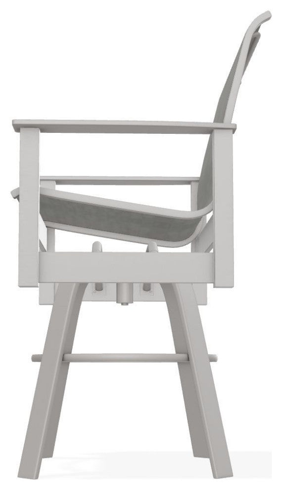 Leeward Sling Bar Height Outdoor Swivel Armchair, Sicily/Warm Gray