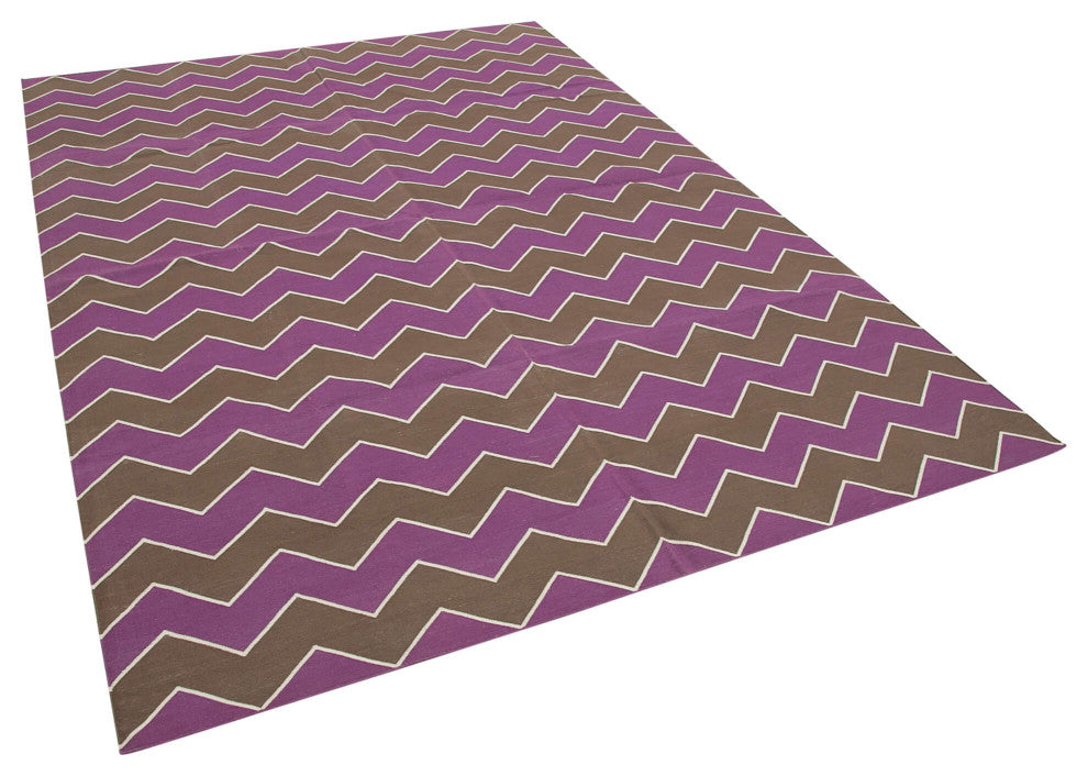 Rug N Carpet - Handmade Wool 6' 2'' x 8' 11'' Geometric Dhurrie Kilim Rug