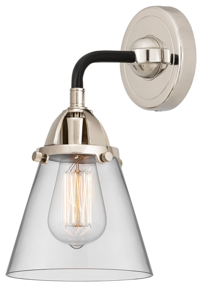 Small Cone Sconce, Black Polished Nickel, Clear, Clear