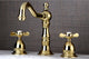 Widespread Bathroom Faucet, Brass Pop-Up, Polished Brass