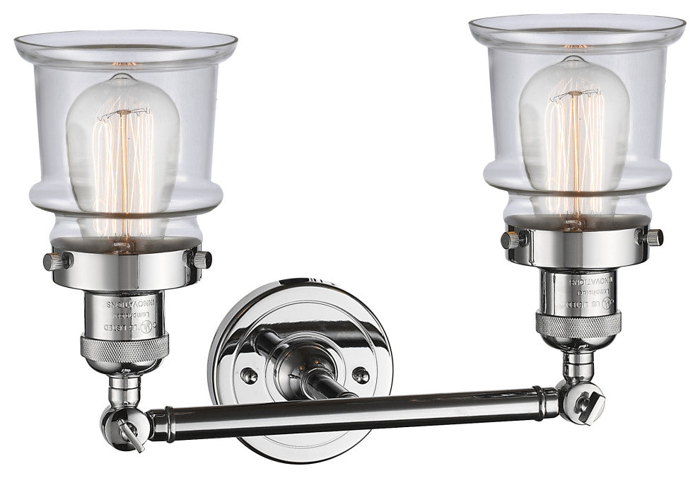 Small Canton 2-Light Bath Vanity-Light, Polished Chrome, Clear