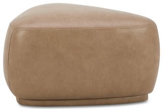 Pebble 26" Rounded Triangle Cocktail Ottoman, Tuscan Tan Brown Top Grain Leather