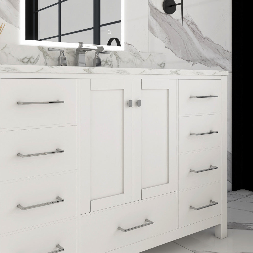 48" Single Bathroom Vanity Set with Marble Top
