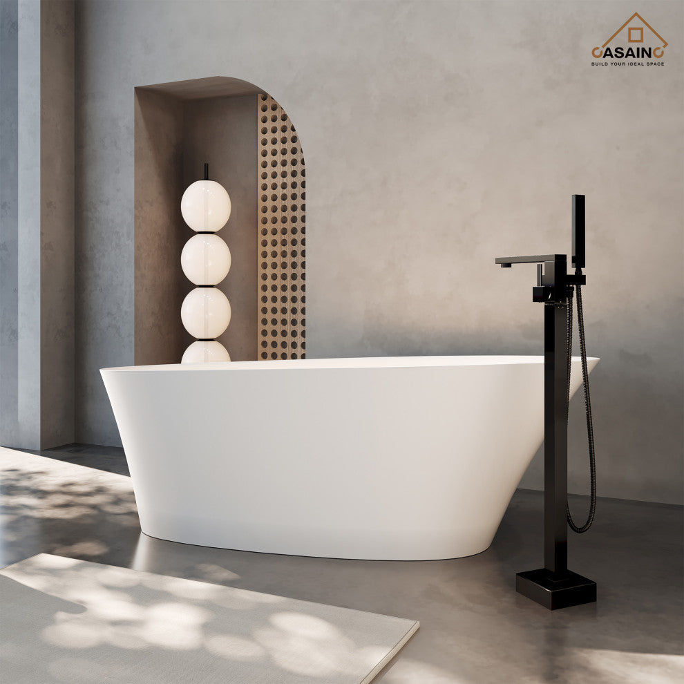 65in Solid Surface Freestanding Bathtub in Matte White