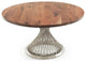 Modern Twisted Spoke Hardwood Dining Table- Silver Base, Black Walnut, 66x66x31