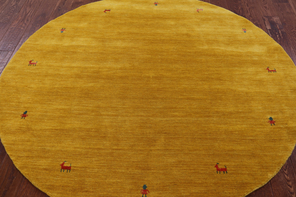 6' Round Persian Gabbeh Hand Knotted Wool Rug - Q15154