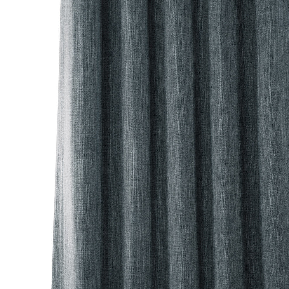Faux Linen Darkening Curtain Single Panel, Reverie Blue, 50"x96"