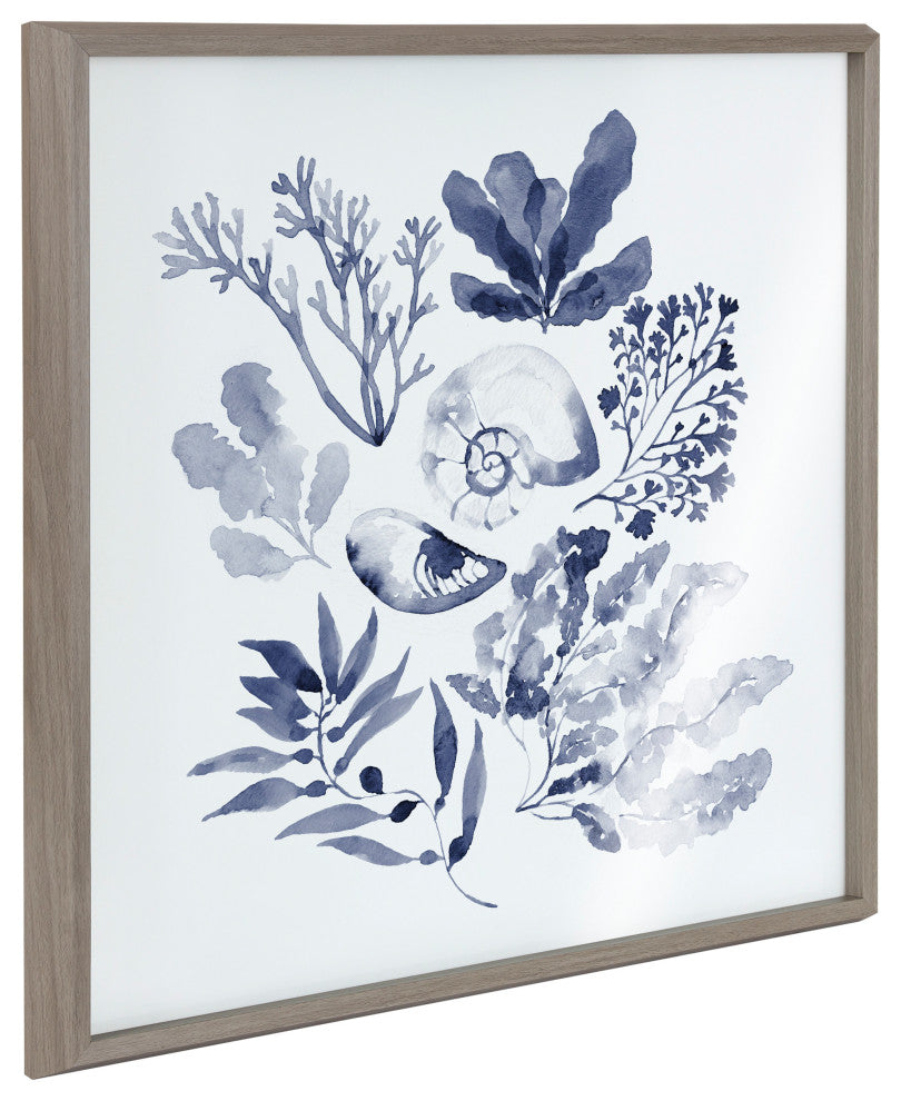 Blake Indigo Shells Framed Printed Acrylic by Sara Berrenson, Gray 24x24
