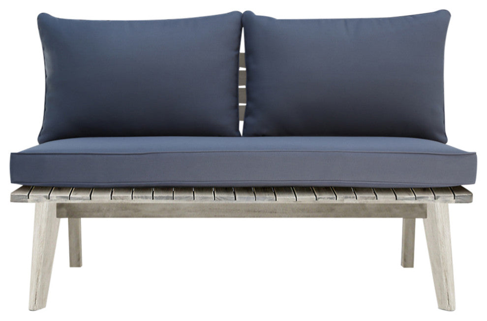 GDF Studio Boyle Outdoor Acacia Wood Loveseat, Weathered Gray