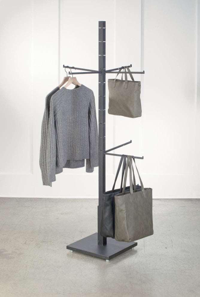 4 Sided Black Garment Rack with 12 Arms