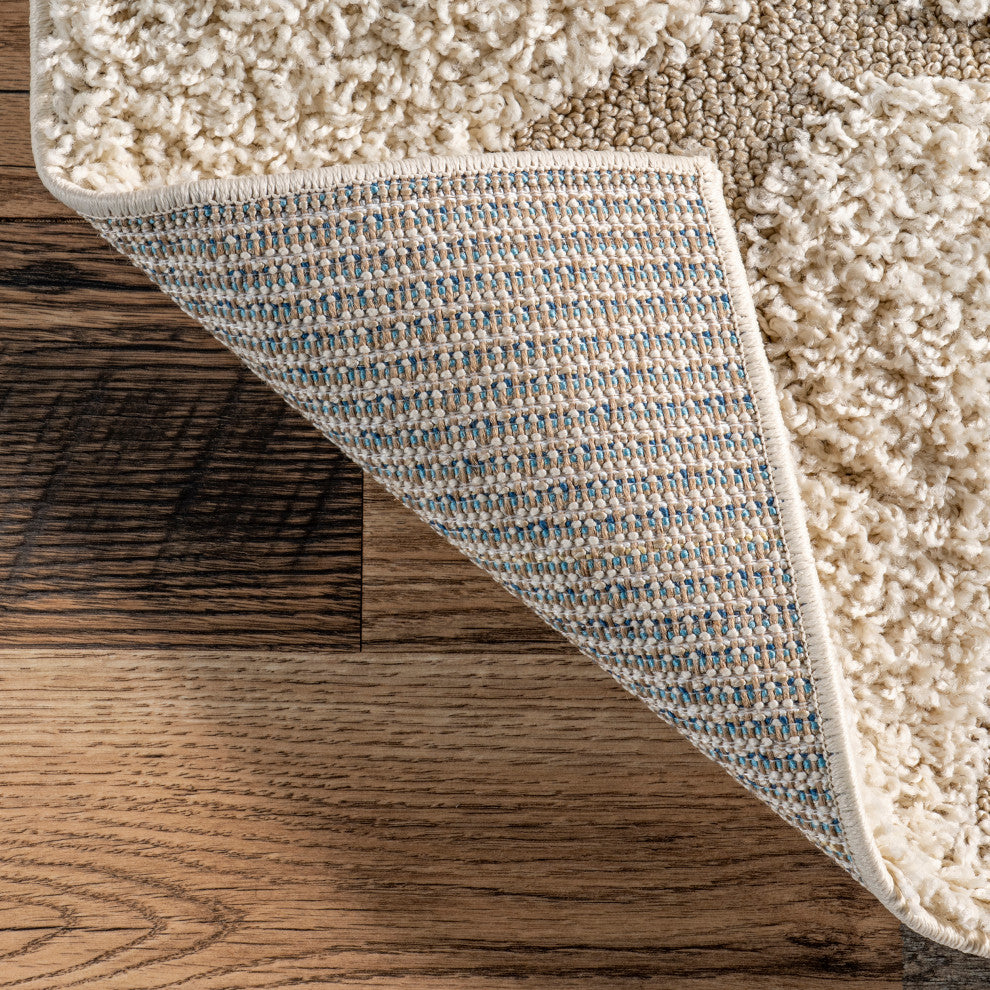 Nuloom Swirls Low-High Shag Area Rug, Cream 3'3"x5'