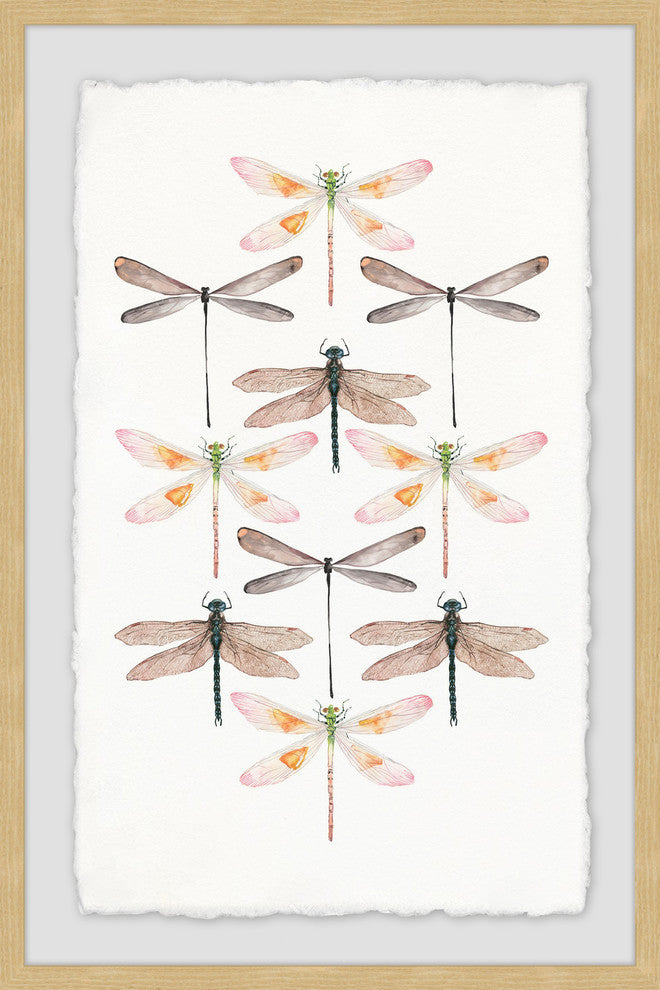 "Dragonfly Rows" Framed Painting Print, 12"x18"