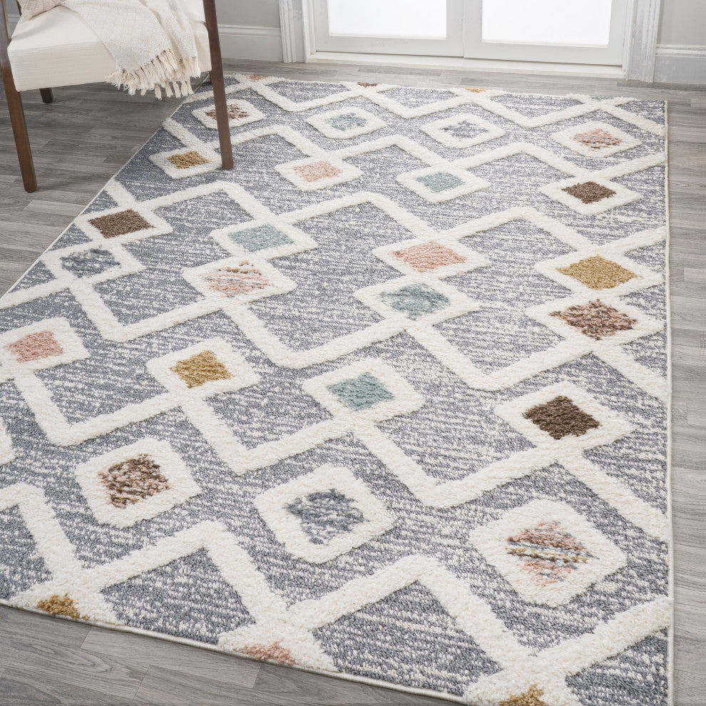 Monique Trellis High-Low Multi/Gray 3'x5' Area Rug