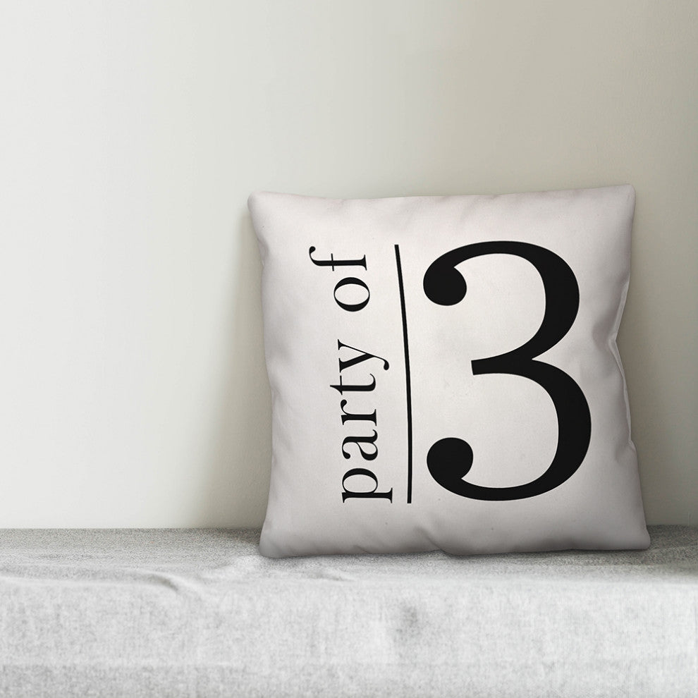 Party of 3 Black and White 18x18 Spun Poly Pillow