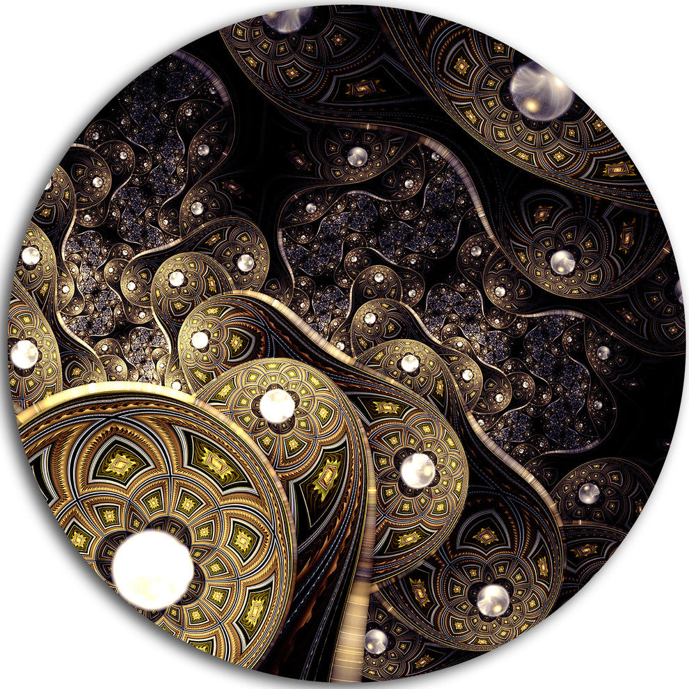 Beautiful Gold Metallic Fabric, Digital Art Round Wall Art, 36"