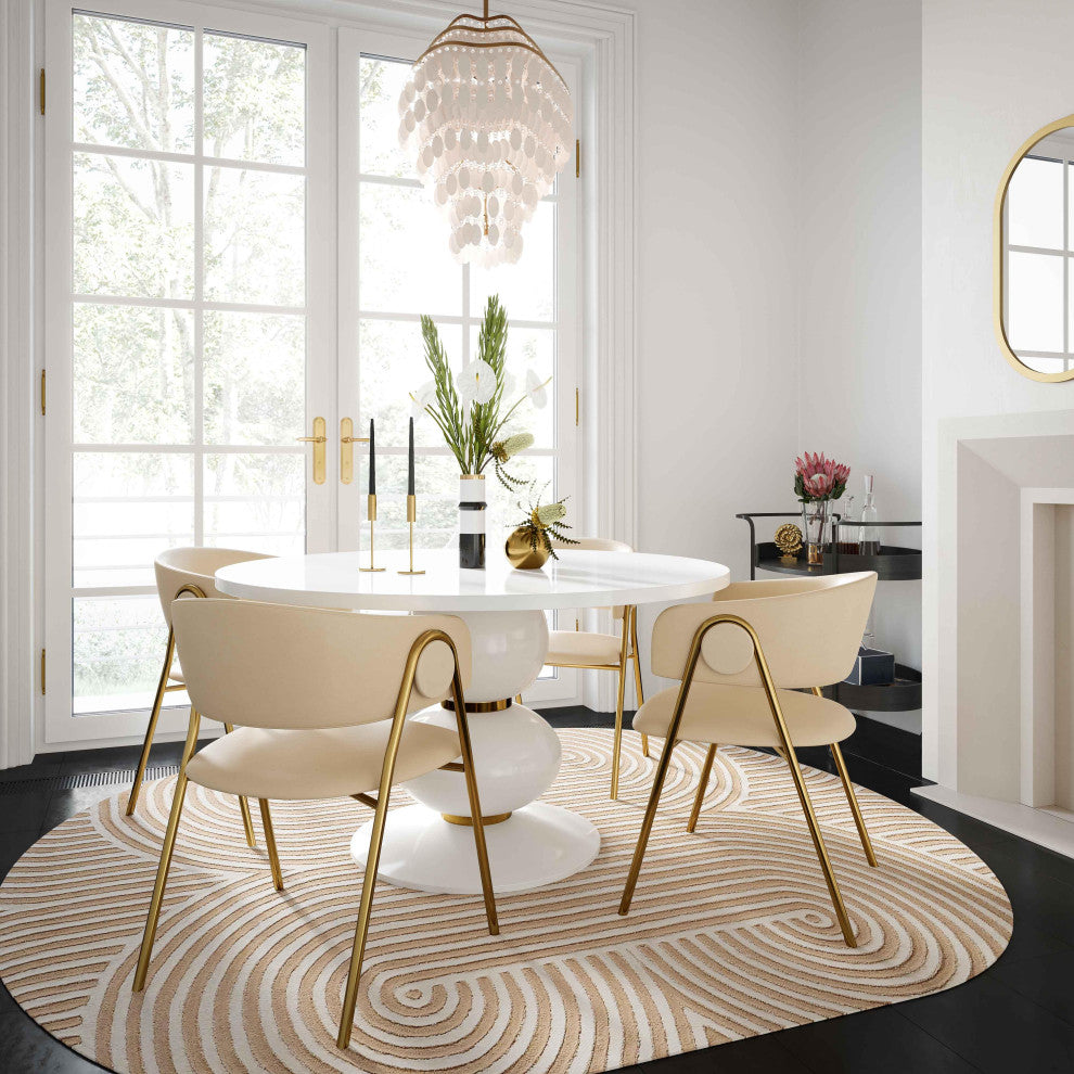 Lara Cream Vegan Leather Dining Chair, Set of 2