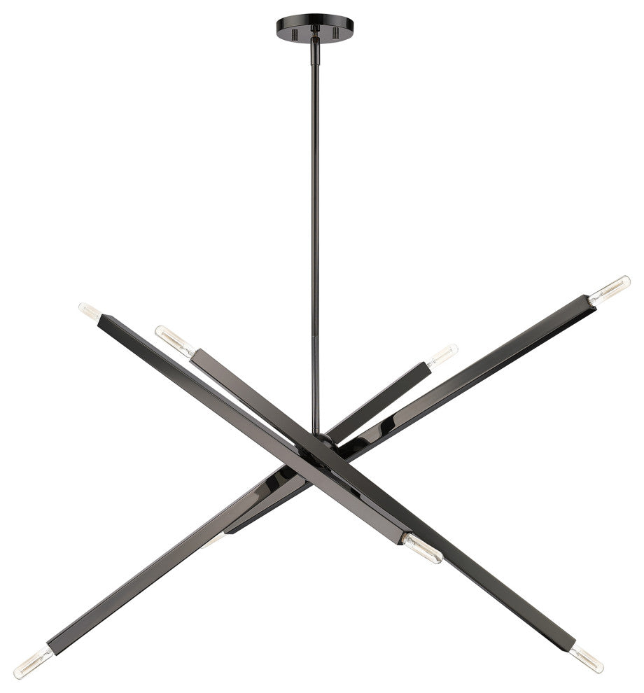 Livex Lighting Monaco 8-Light Black Chrome Large Linear Chandelier