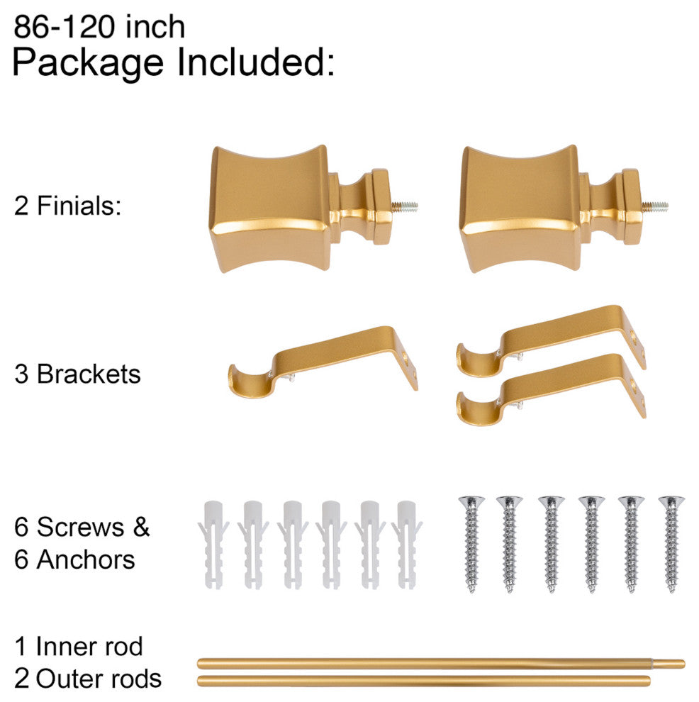 UTOPIA ALLEY 3/4 Inch Curtain Rod - Curtain Rods For Windows, Gold, 86"-120"