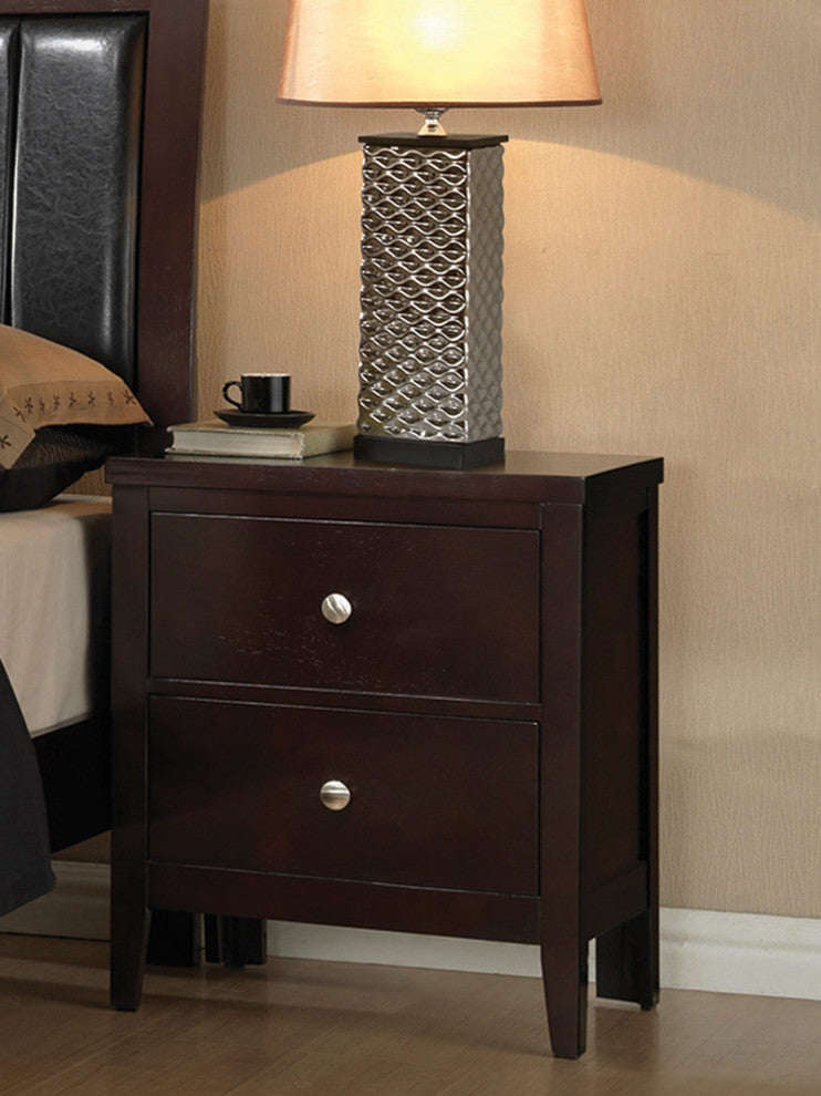Wood Nightstand with 2 Drawers, Cappuccino