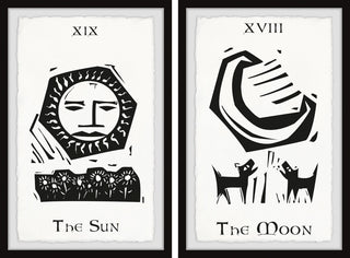 Sun and Moon Tarot Diptych, 2-Piece Set, 12x18 Panels