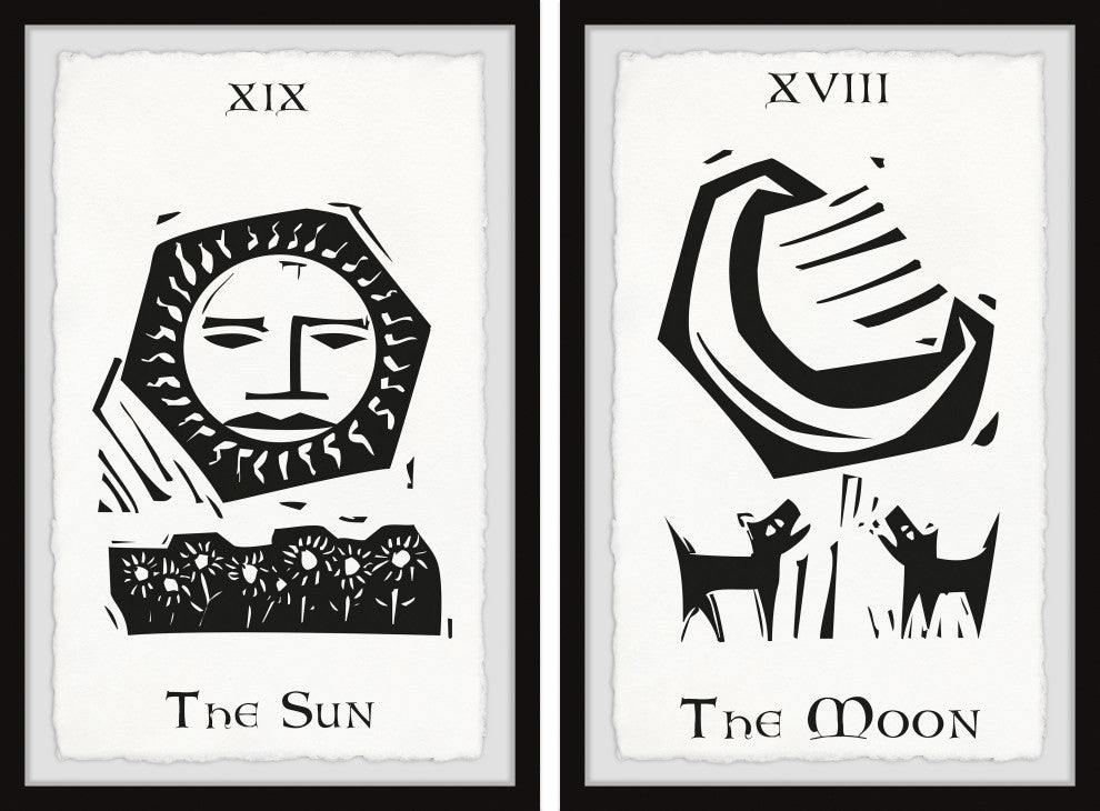 Sun and Moon Tarot Diptych, 2-Piece Set, 12x18 Panels