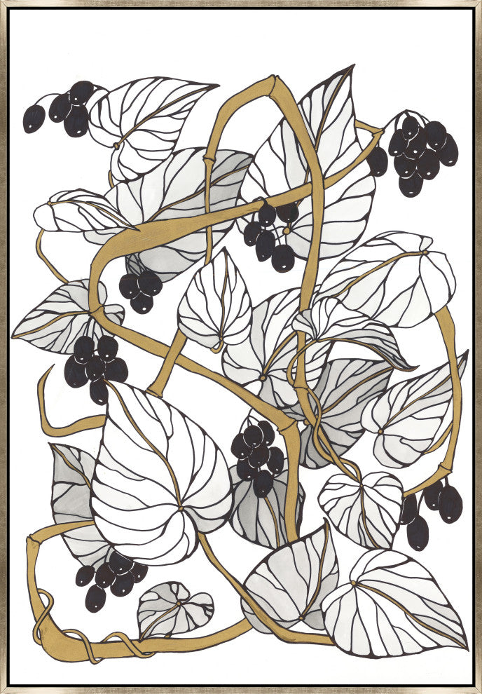 24x35 Intertwined Gold II, Framed Artwork, Silver