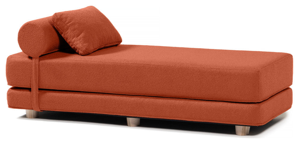Jaxx Avida Daybed, Fold Out Queen Sleeper / Lounger Premium Boucle, Boucle Terra Cotta