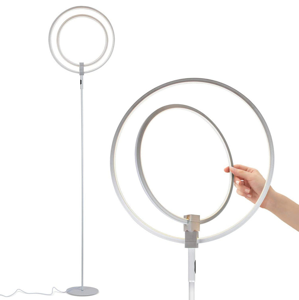 Brightech Eclipse Modern LED Torchiere Floor Lamp - Very High Brightness, Silver