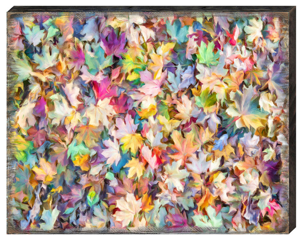 Colorful Leaves Art Wooden Wall Art, Large 24x18