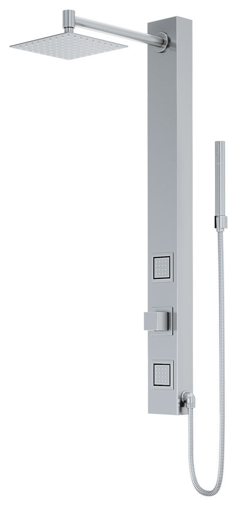 Orchid 39" H x 4" W 2-Jet Retro Shower Panel with Square Shower Head, Stainless Steel