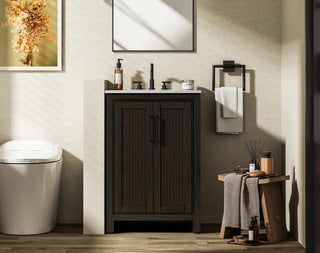 Home Living 24" Single Bathroom Vanity, Chocolate Oak