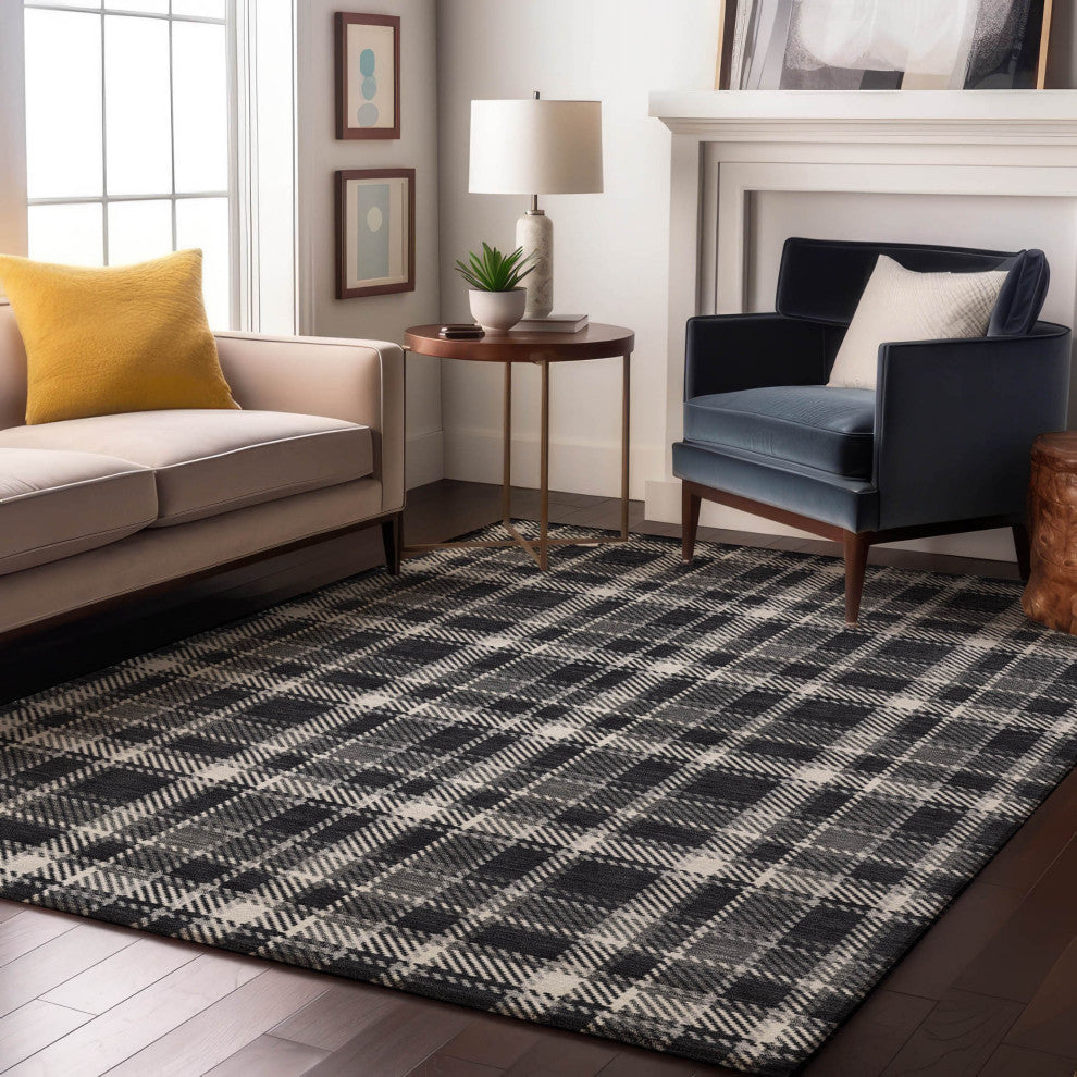 Premium Machine Washable Mayfield AMF563 Black 8' x 10' Rug