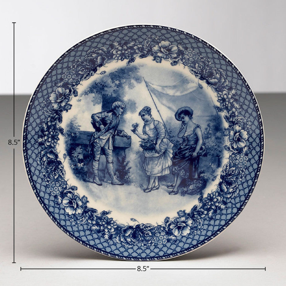 Marlar Porcelain Decorative 8.5" Dinner Plate, Blue