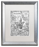 KCDoodleArt 'Hamsa Hand' Art, Silver Frame, White Matte, 16"x20"